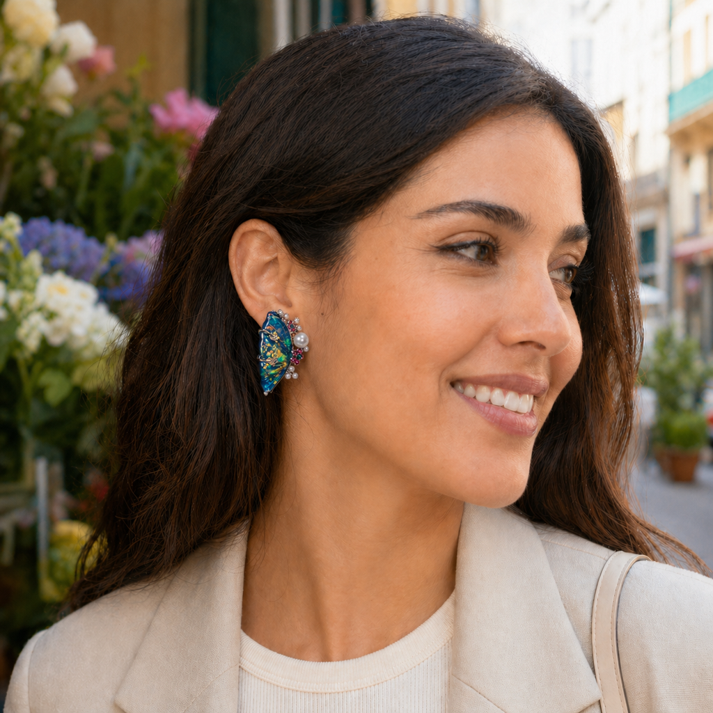 Iridescent Wing Statement Earrings