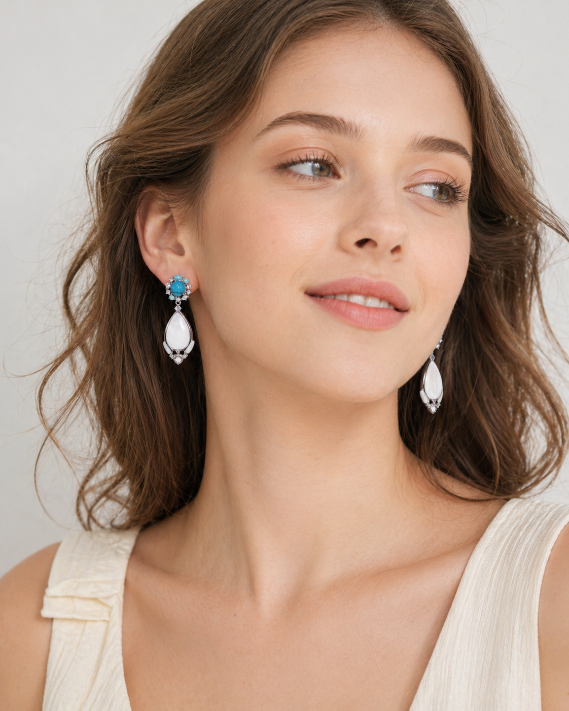 Blue Resin and Mother-of-Pearl Drop Earrings