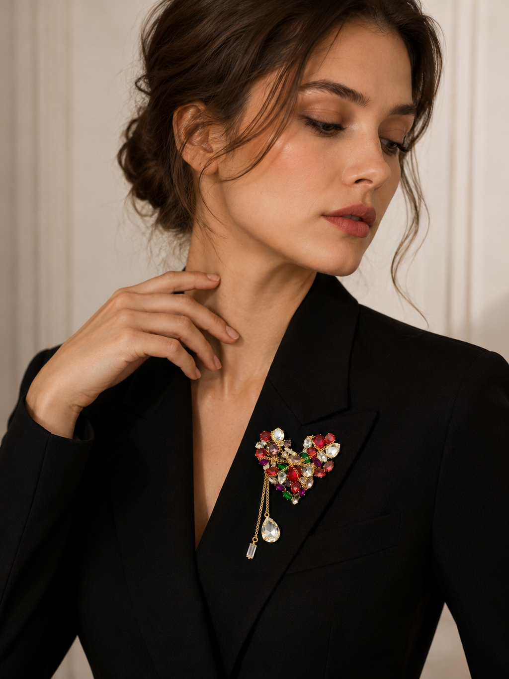 Crystal Heart Statement Brooch