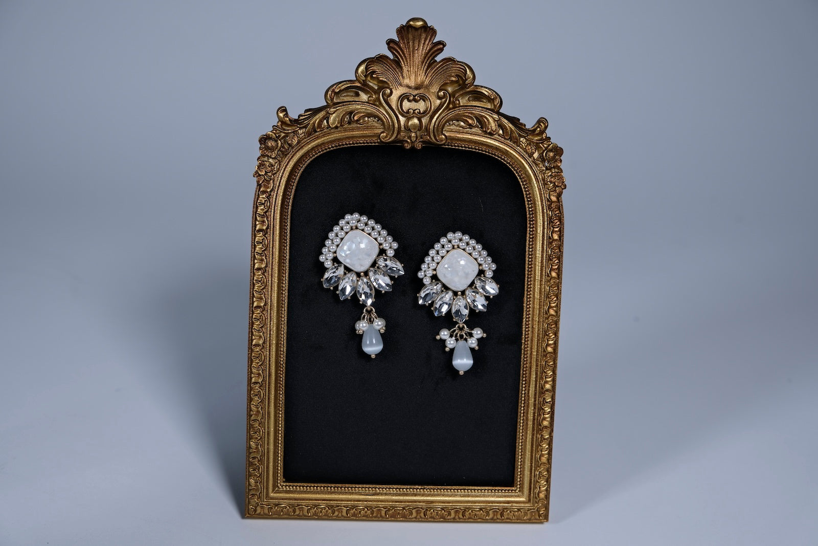 Vintage Pearl and Rhinestone Statement Earrings