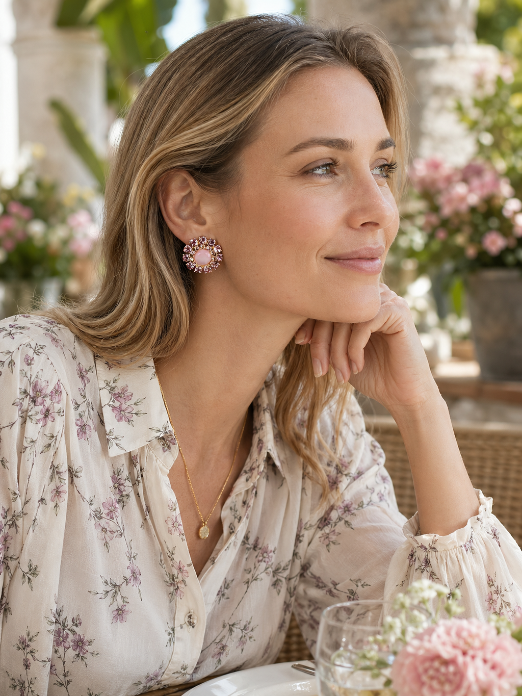 Vintage-Inspired Pink Cluster Earrings