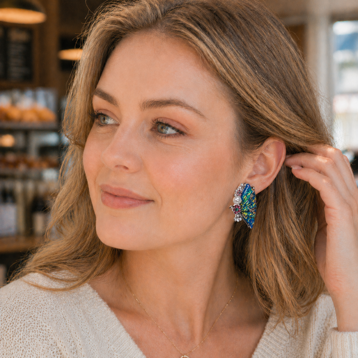 Iridescent Wing Statement Earrings