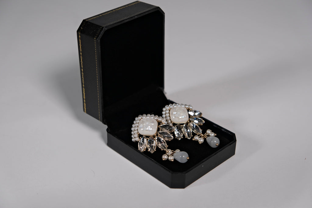 Vintage Pearl and Rhinestone Statement Earrings