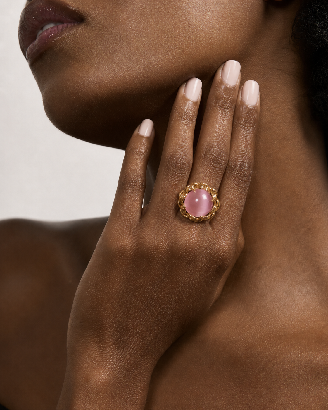 Pink Cat’s Eye Statement Ring