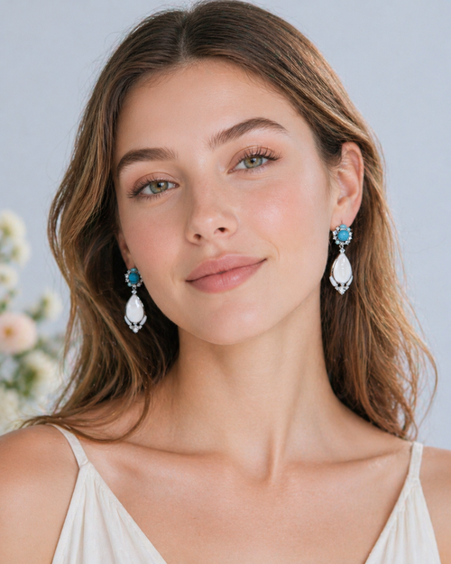 Blue Resin and Mother-of-Pearl Drop Earrings