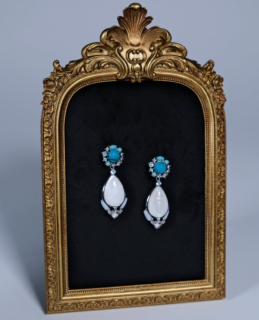 Blue Resin and Mother-of-Pearl Drop Earrings