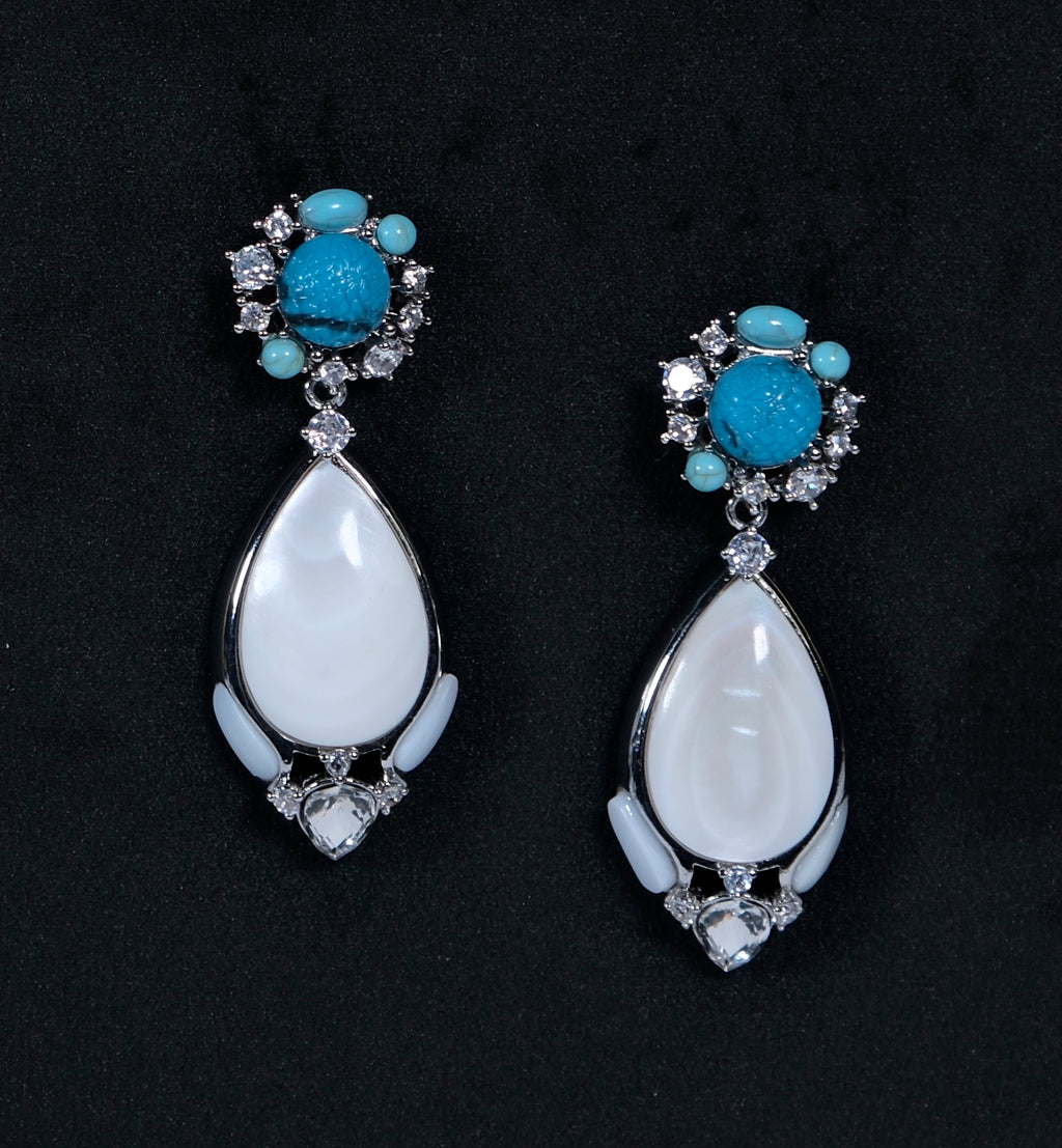 Blue Resin and Mother-of-Pearl Drop Earrings