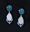Blue Resin and Mother-of-Pearl Drop Earrings