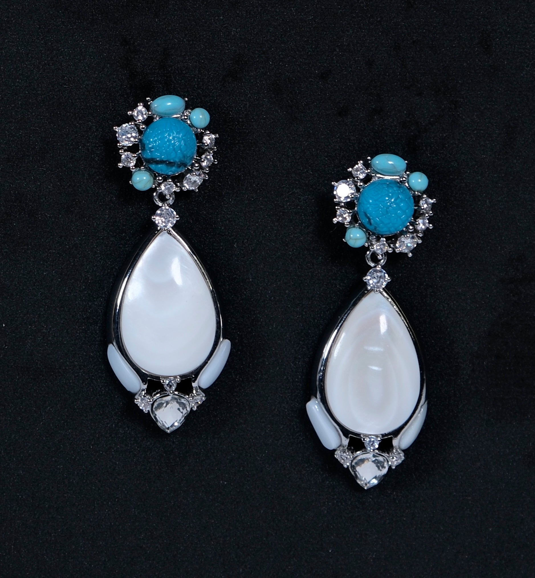 Blue Resin and Mother-of-Pearl Drop Earrings