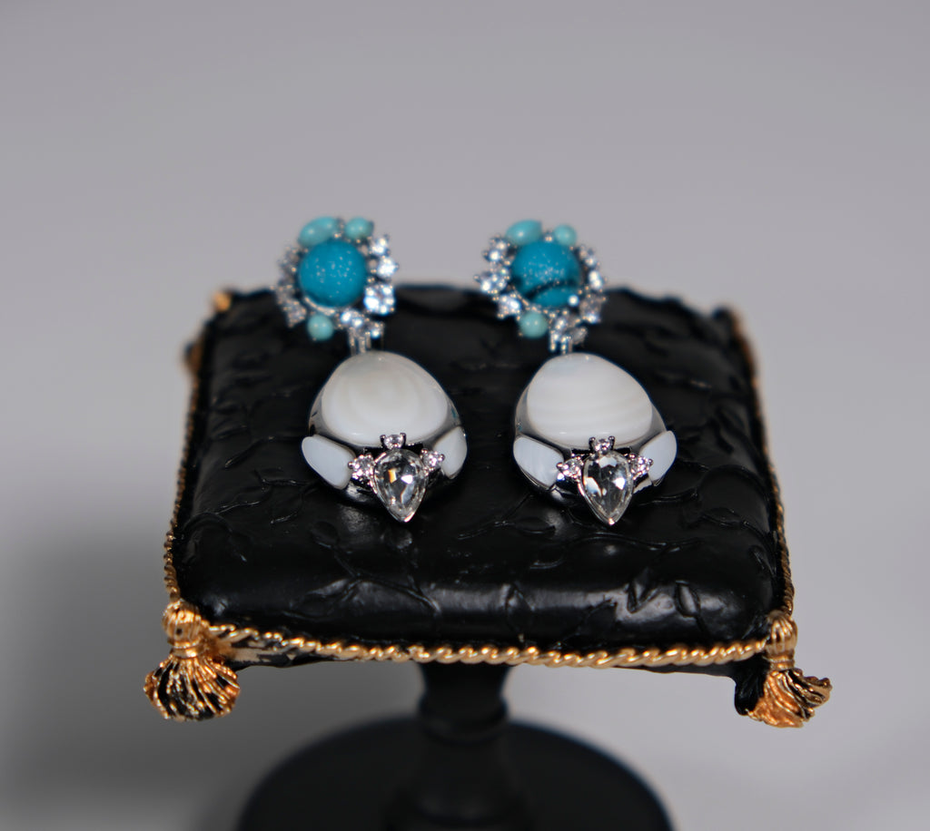 Blue Resin and Mother-of-Pearl Drop Earrings
