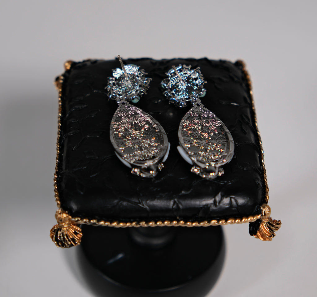 Blue Resin and Mother-of-Pearl Drop Earrings