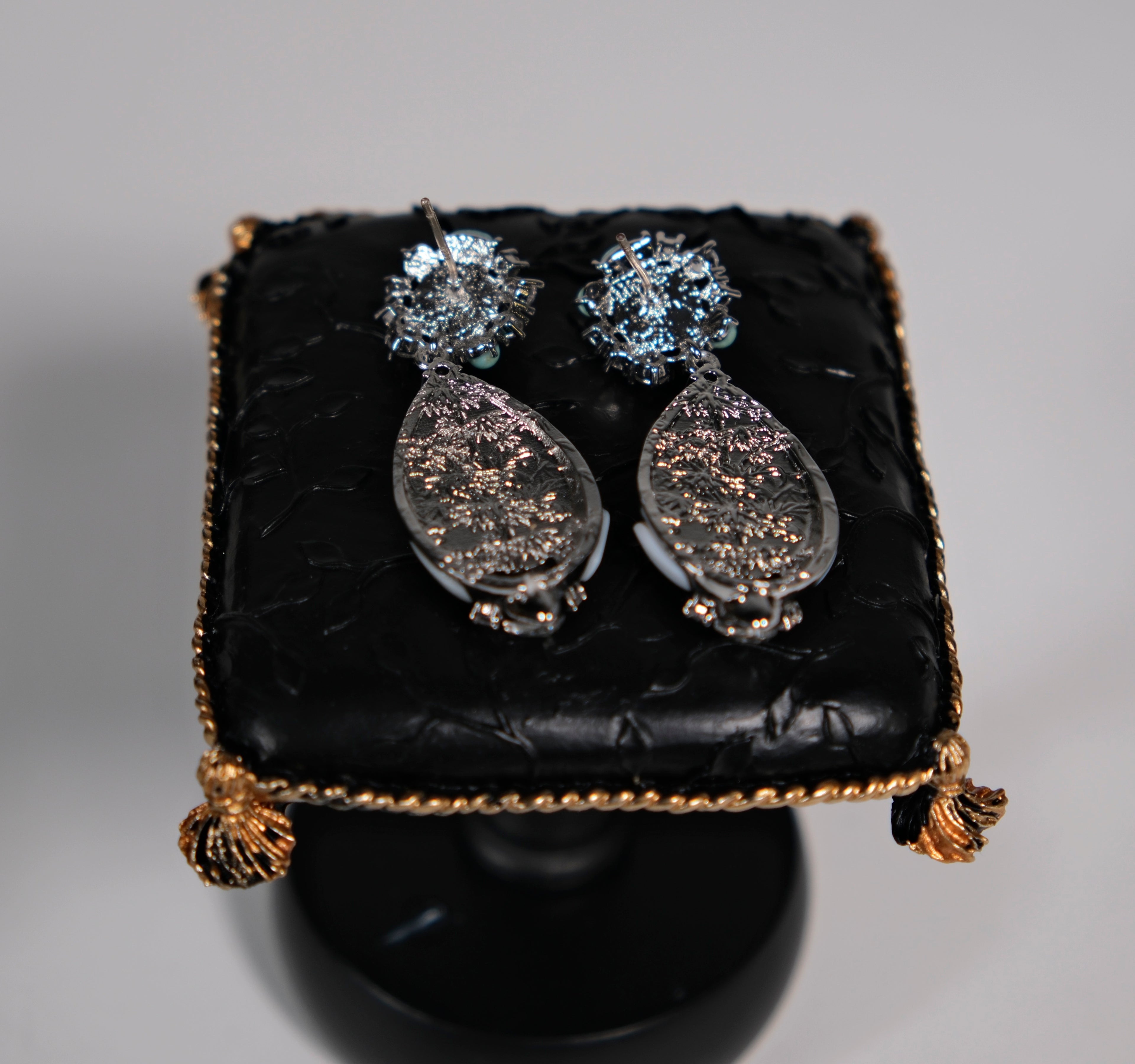 Blue Resin and Mother-of-Pearl Drop Earrings