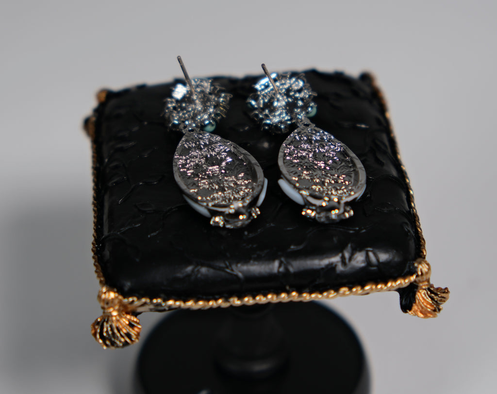 Blue Resin and Mother-of-Pearl Drop Earrings