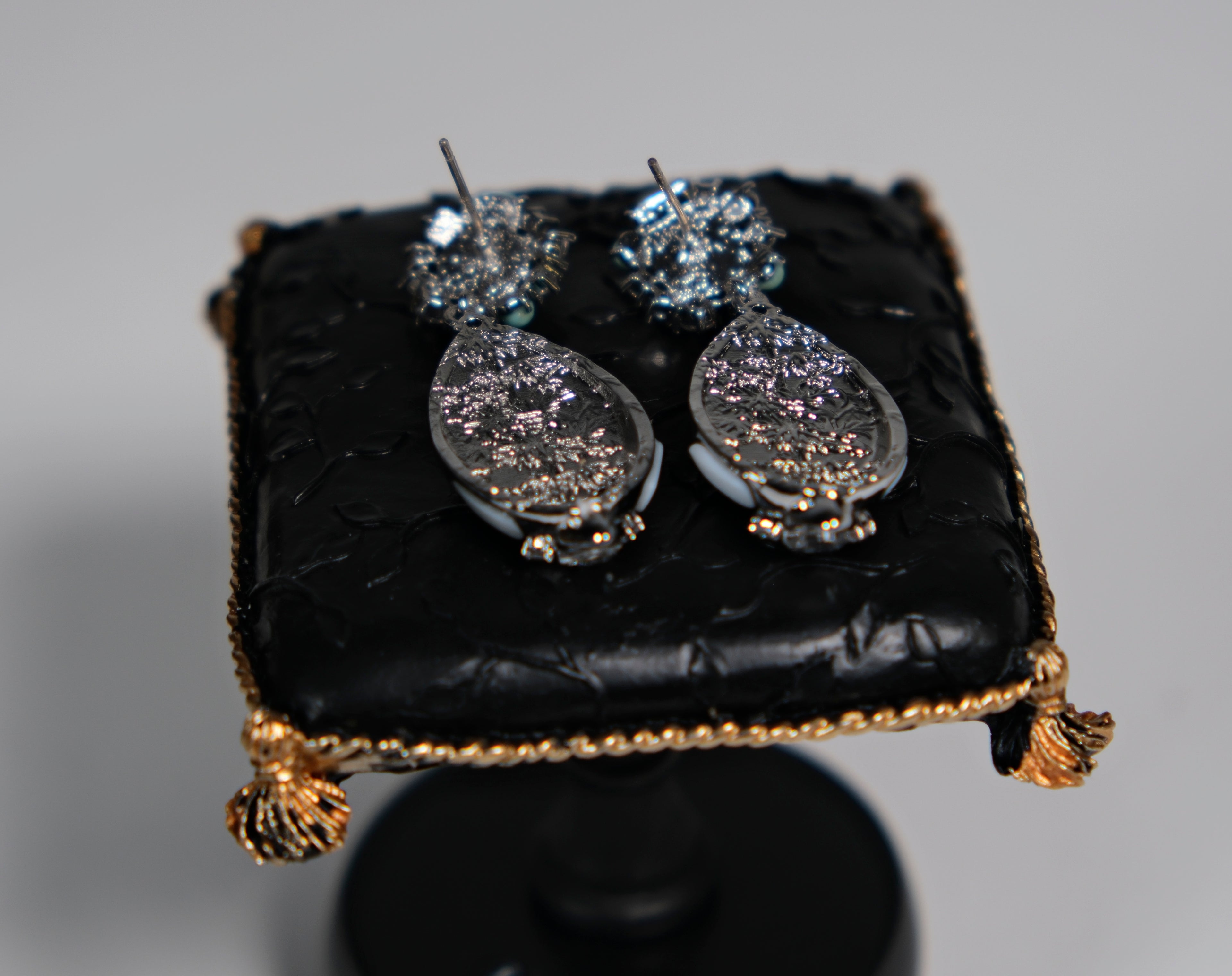 Blue Resin and Mother-of-Pearl Drop Earrings