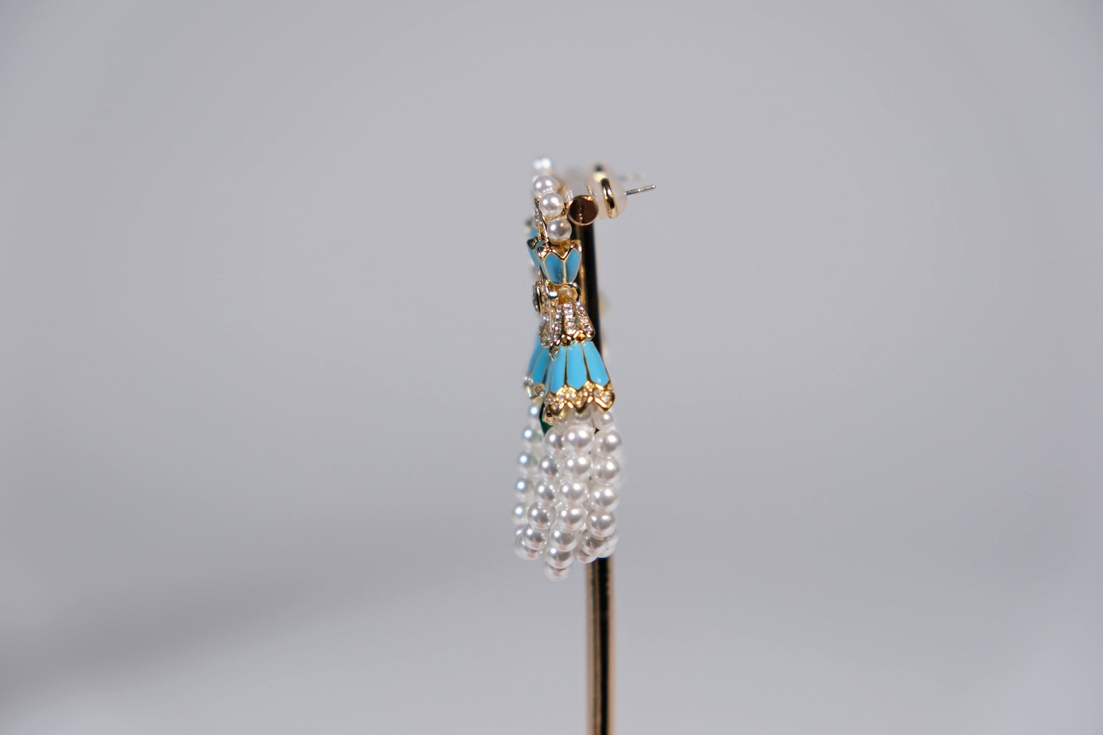 Blue and Pearl Garland Statement Earrings
