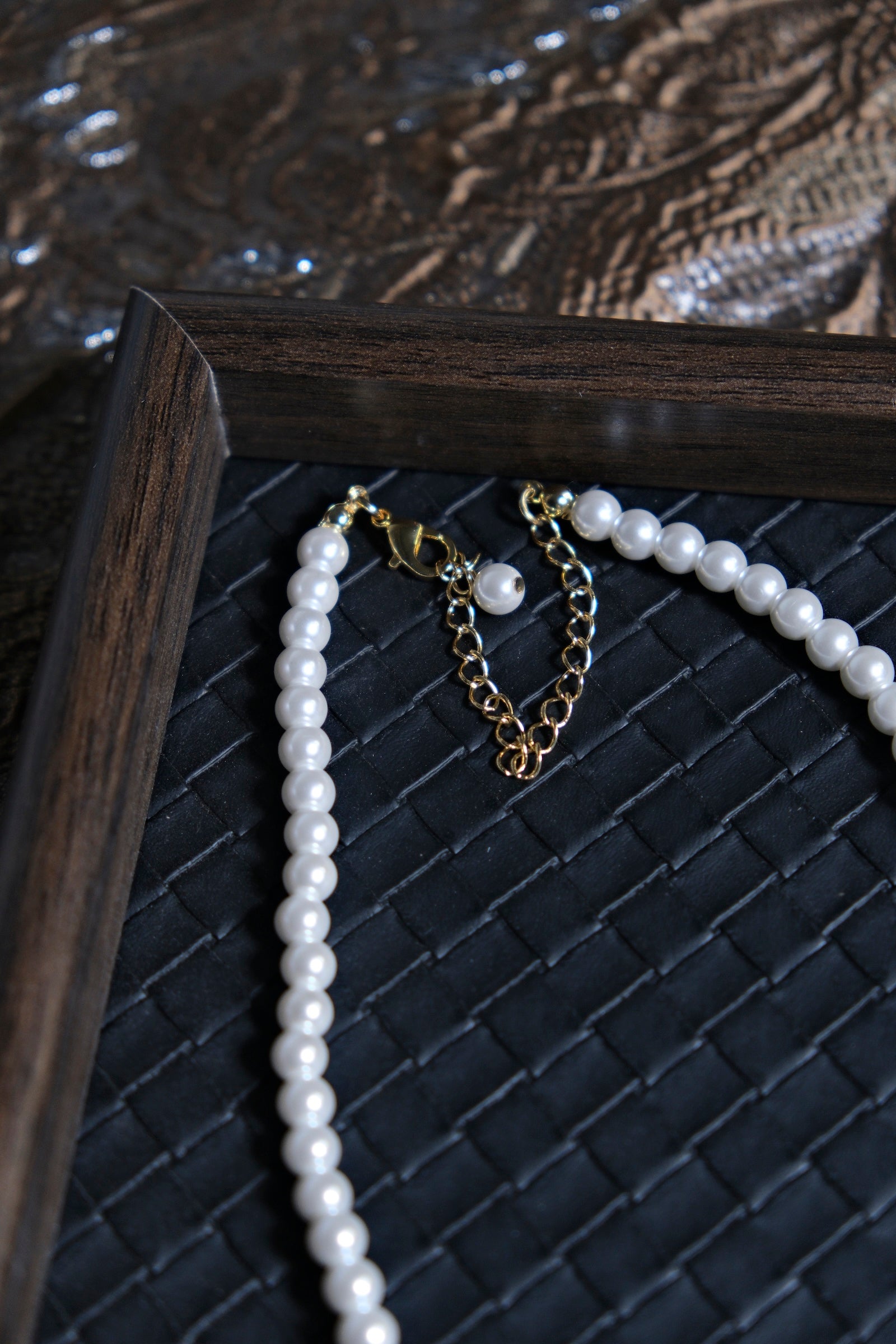 Blue and Pearl Garland Pendant Necklace