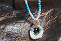 Blue and Pearl Garland Pendant Necklace