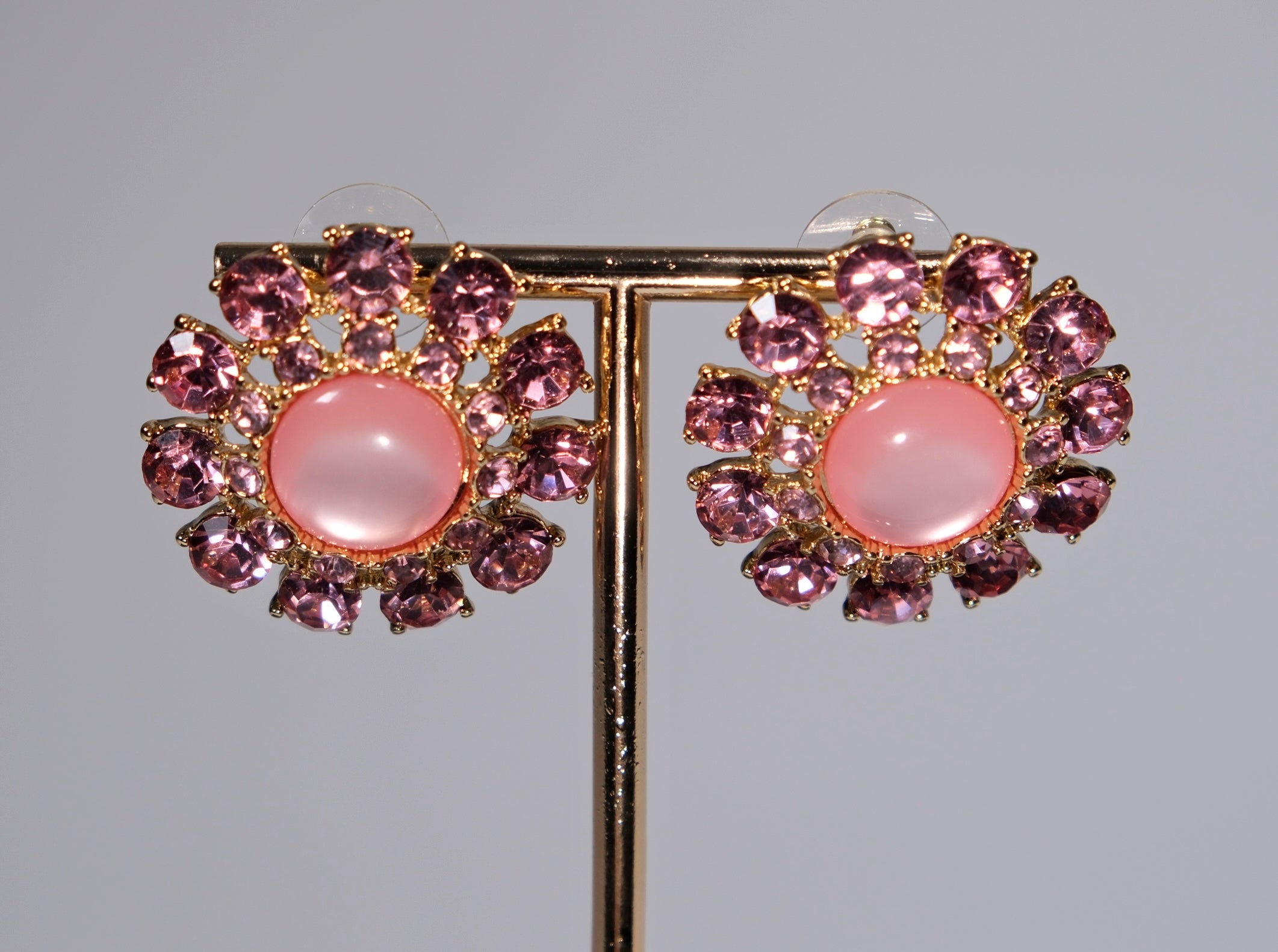 Vintage-Inspired Pink Cluster Earrings