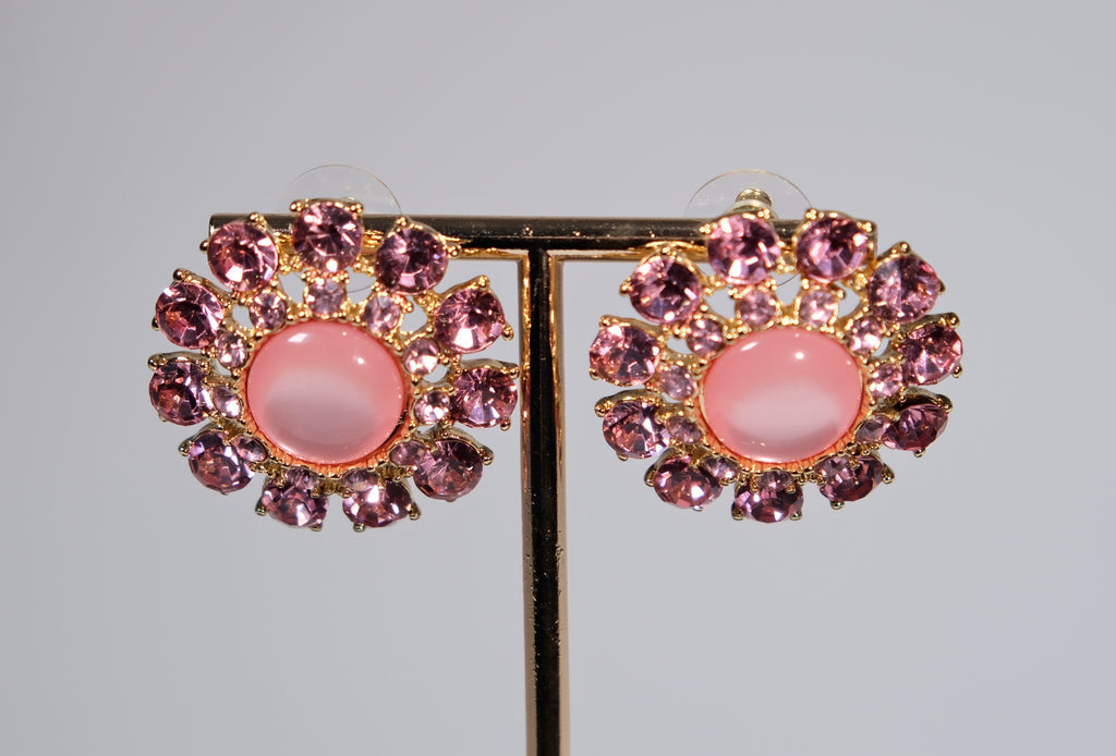 Vintage-Inspired Pink Cluster Earrings