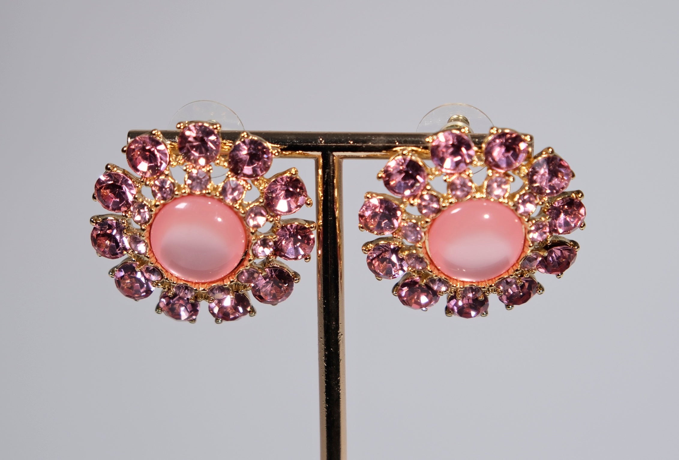 Vintage-Inspired Pink Cluster Earrings