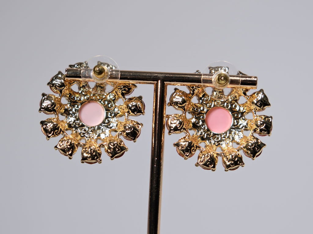 Vintage-Inspired Pink Cluster Earrings