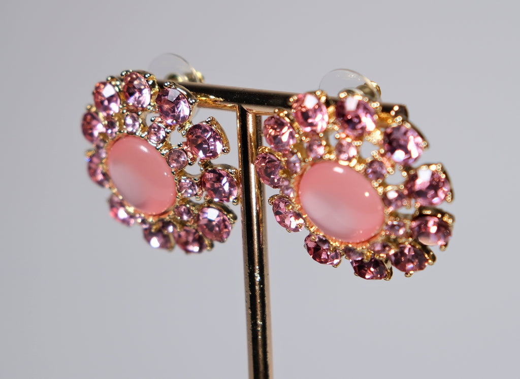 Vintage-Inspired Pink Cluster Earrings
