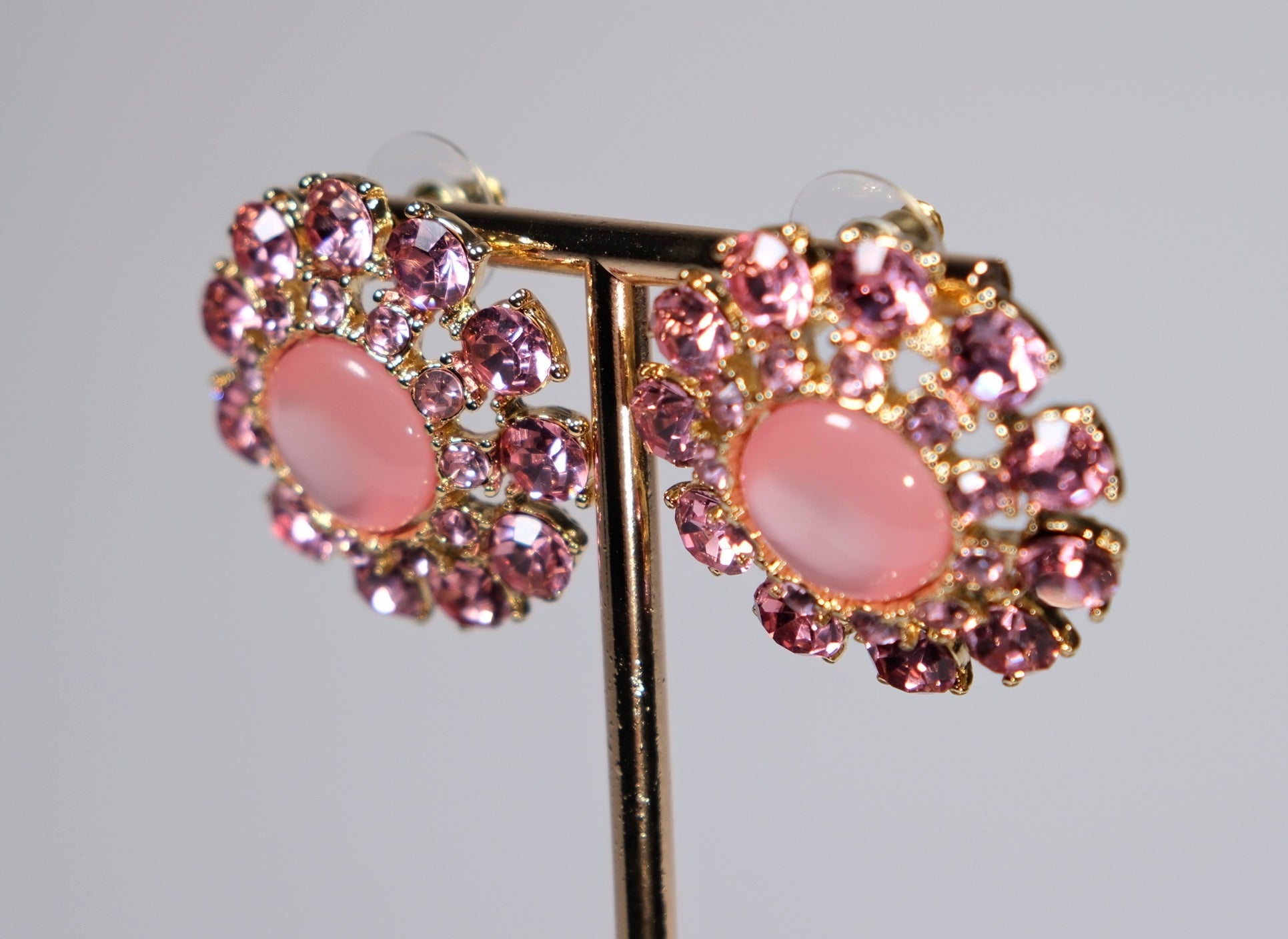 Vintage-Inspired Pink Cluster Earrings