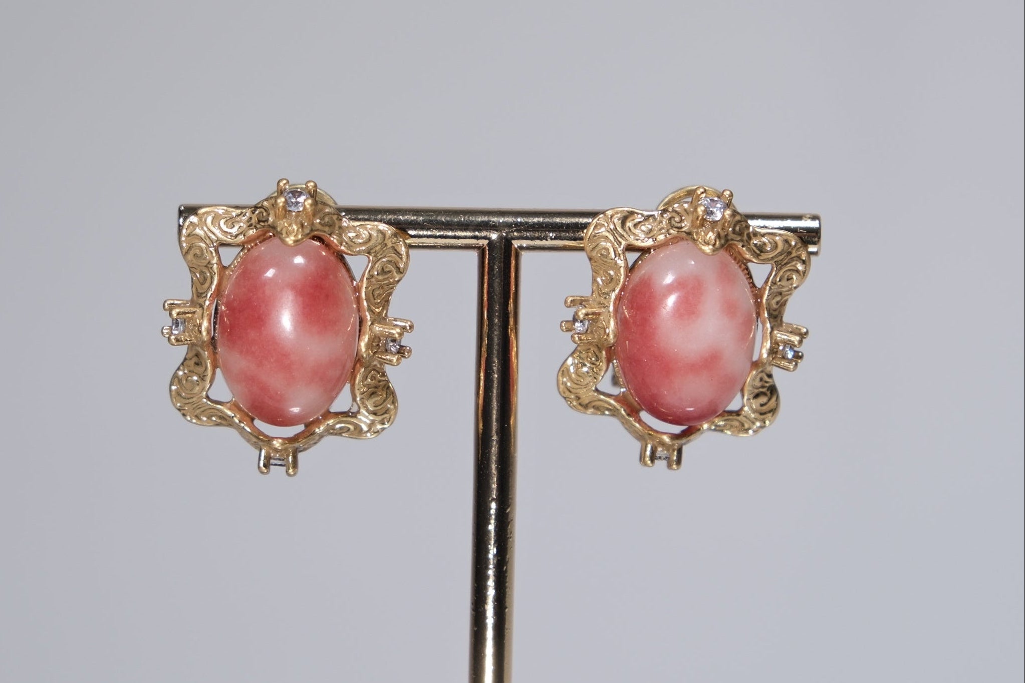 Pink Natural Stone Statement Earrings