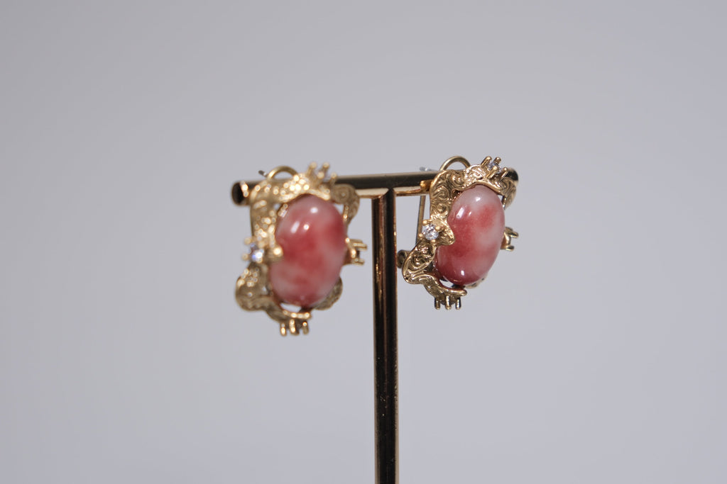 Pink Natural Stone Statement Earrings