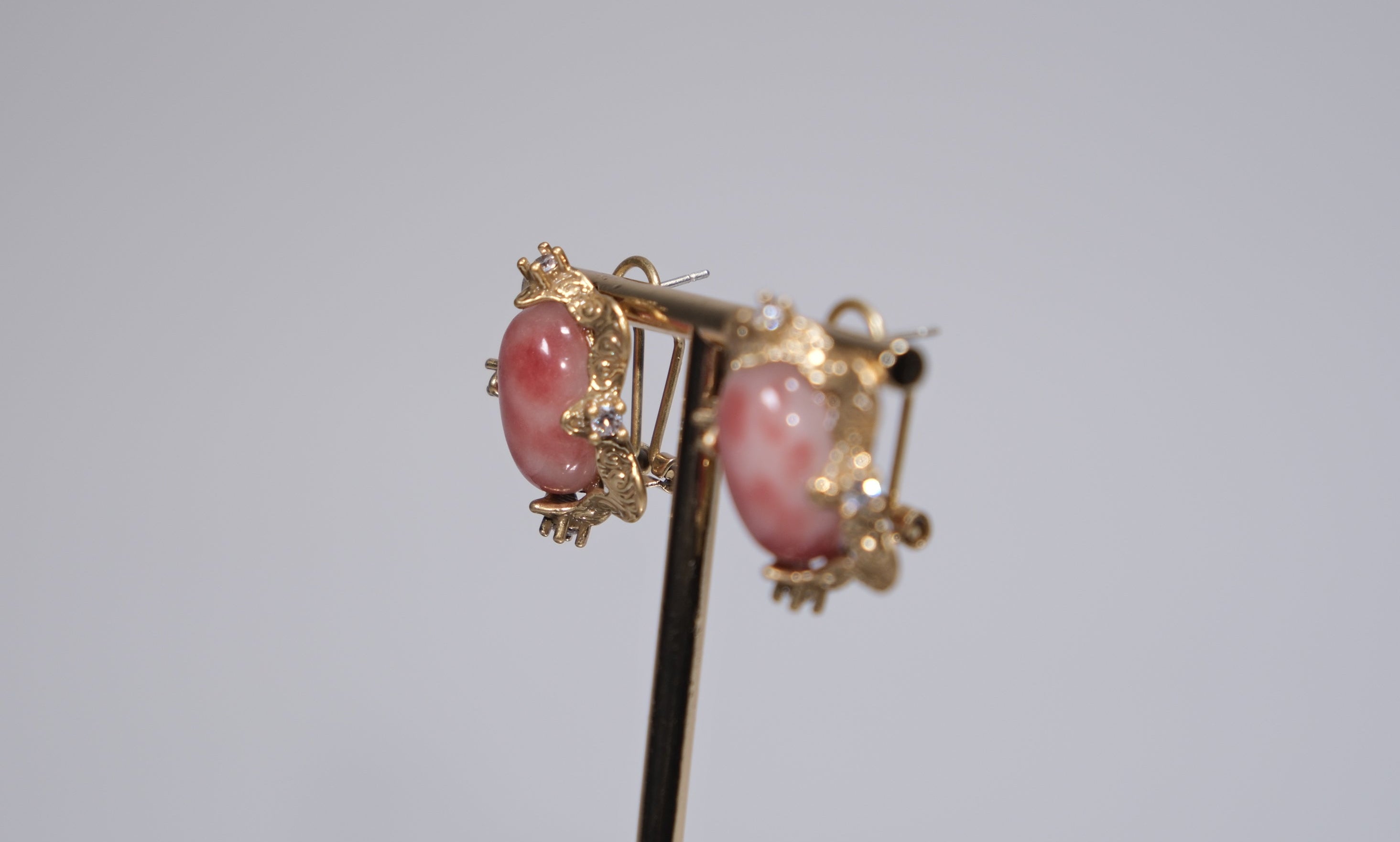 Pink Natural Stone Statement Earrings