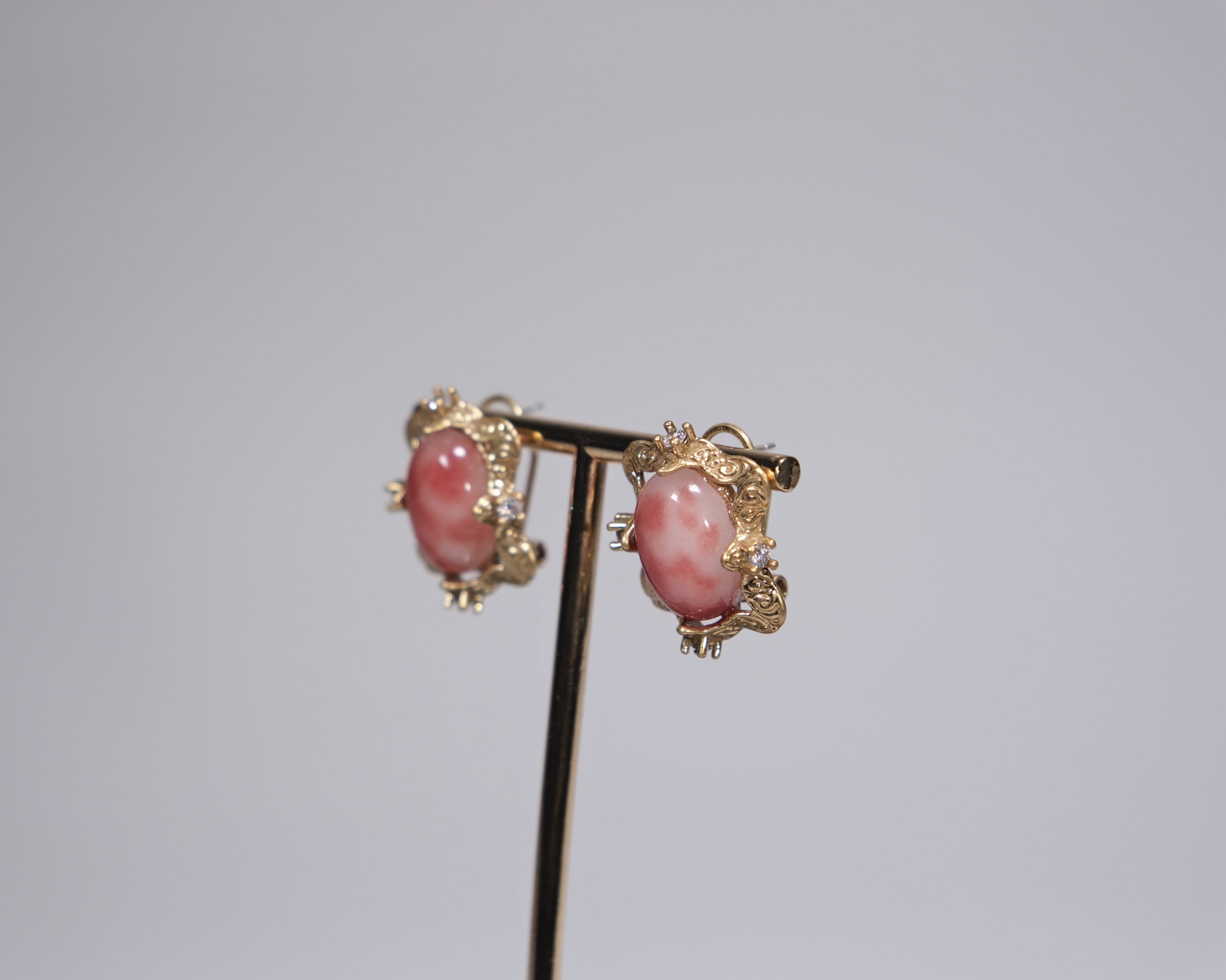 Pink Natural Stone Statement Earrings