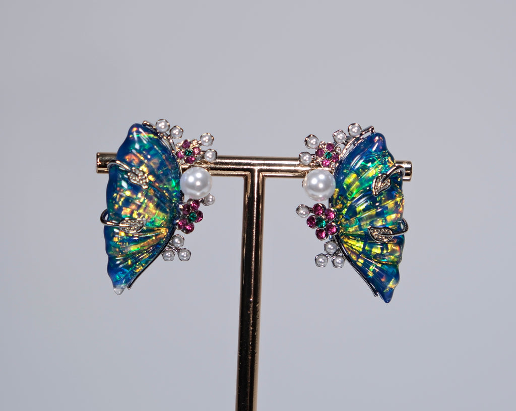 Iridescent Wing Statement Earrings