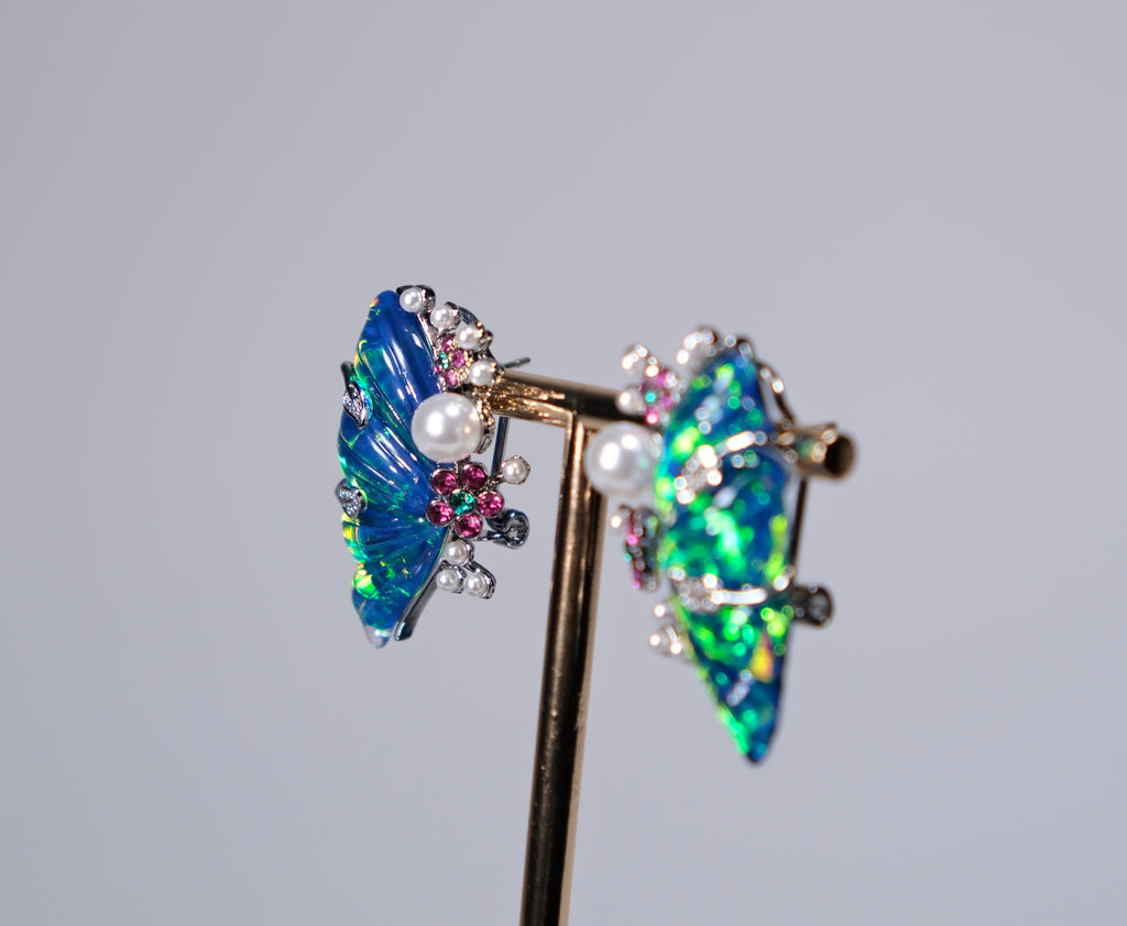Iridescent Wing Statement Earrings