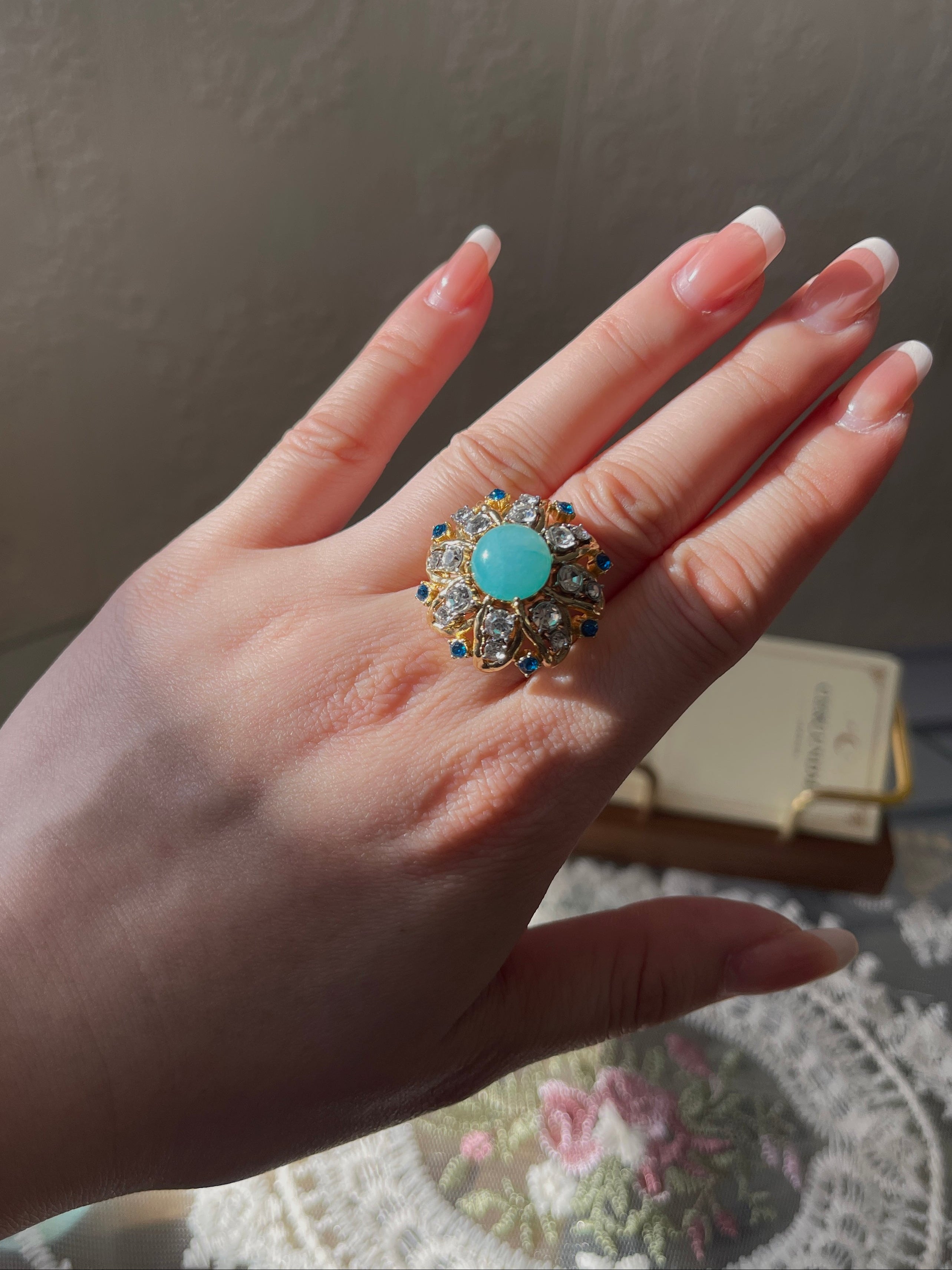 Blue Stone Cluster Ring