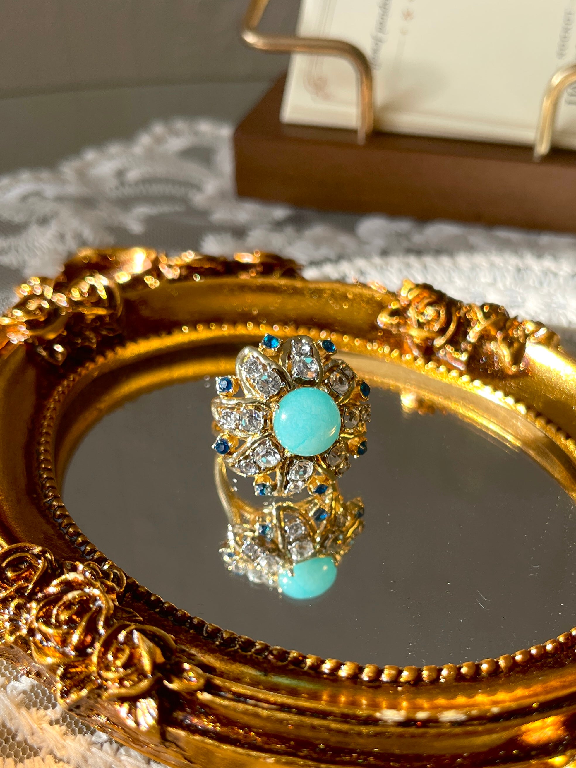 Blue Stone Cluster Ring