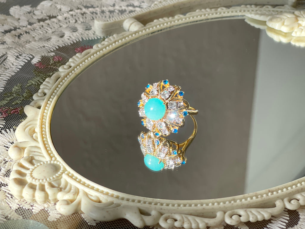 Blue Stone Cluster Ring