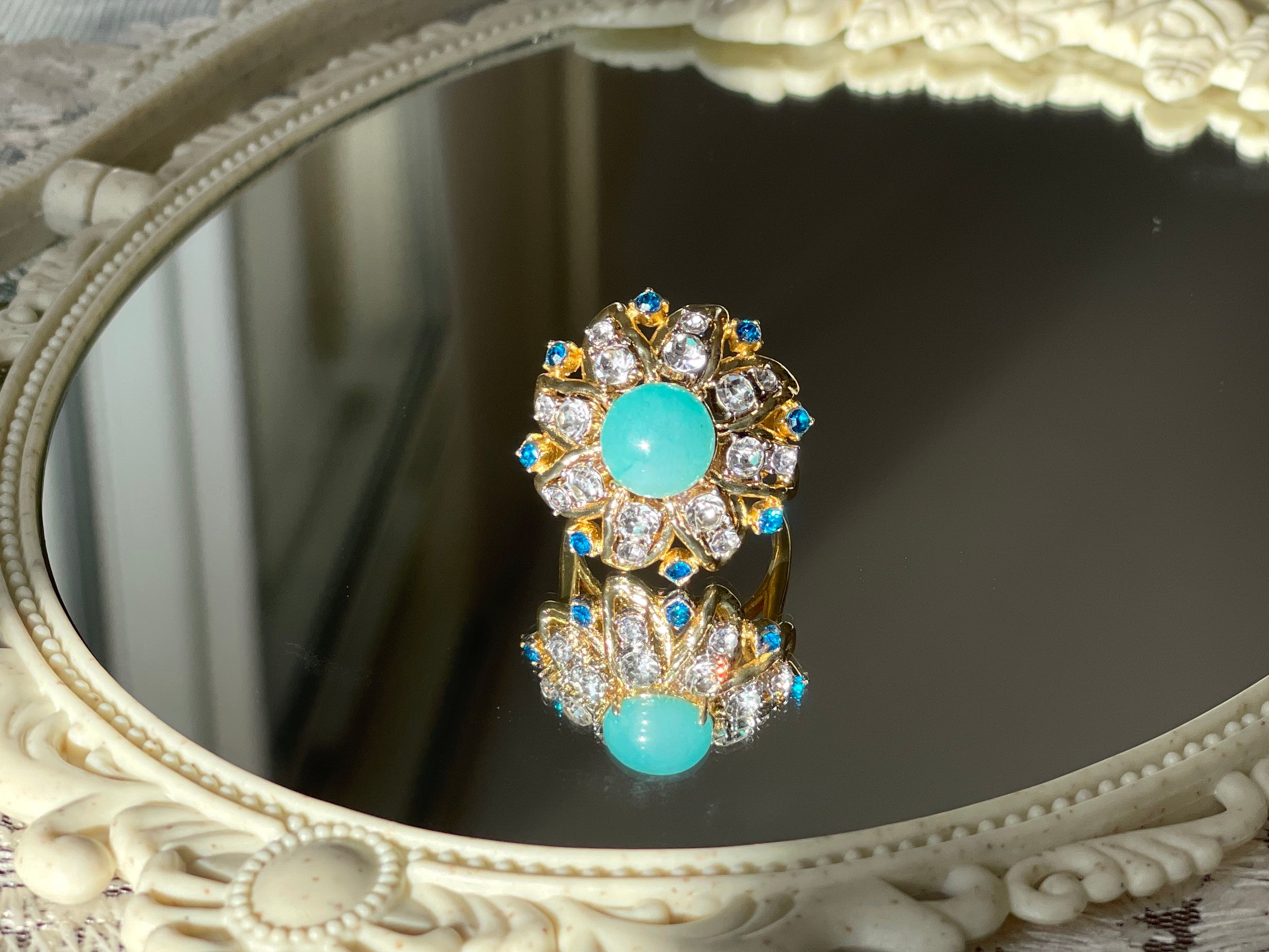 Blue Stone Cluster Ring