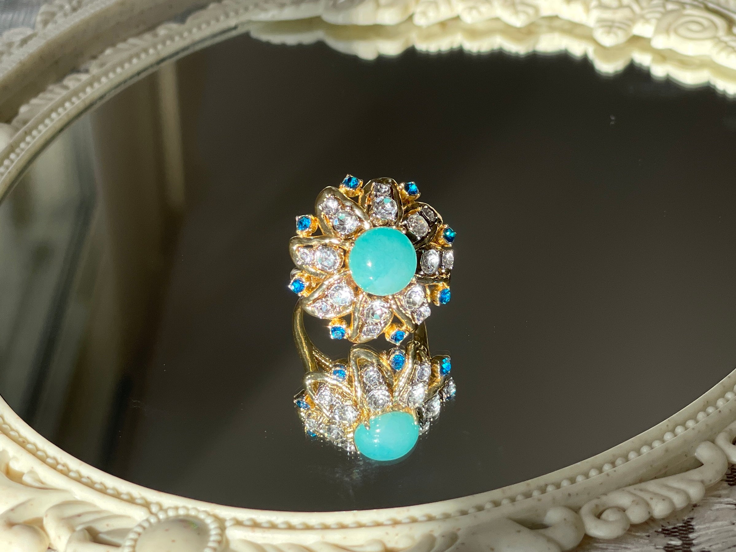 Blue Stone Cluster Ring