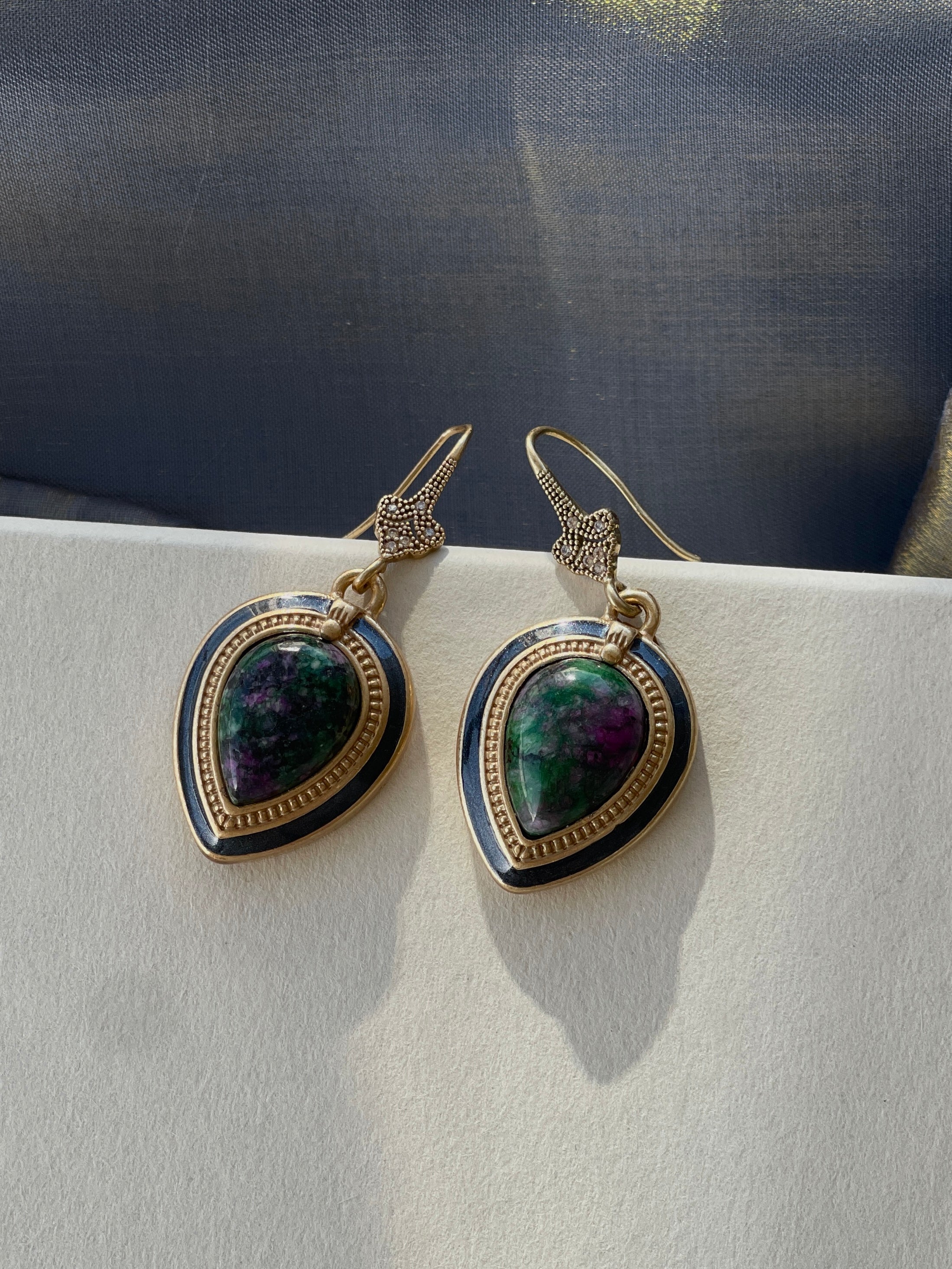 Teardrop Stone Hook Earrings