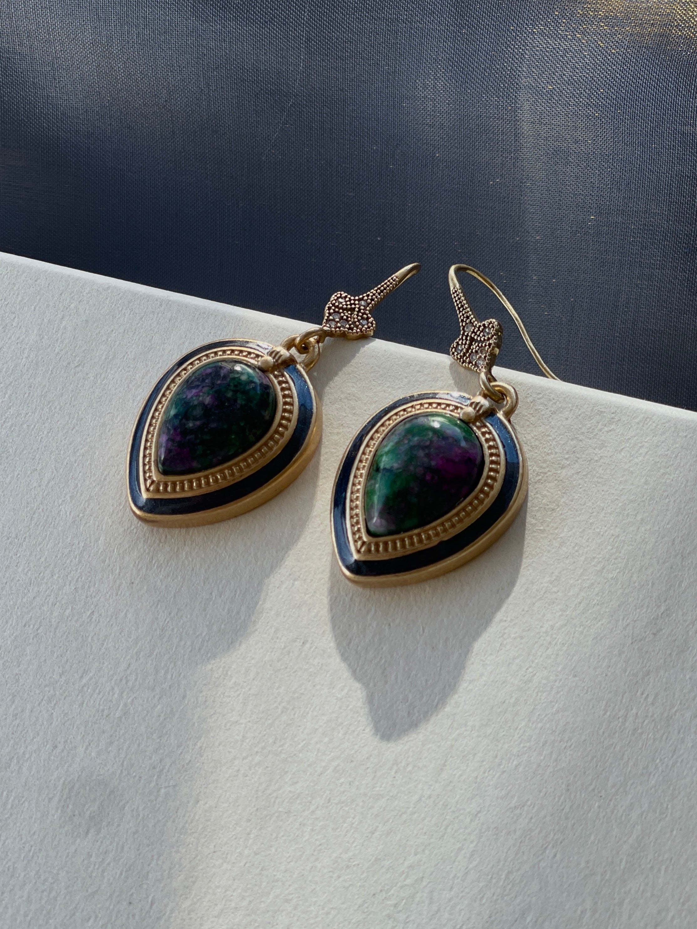 Teardrop Stone Hook Earrings