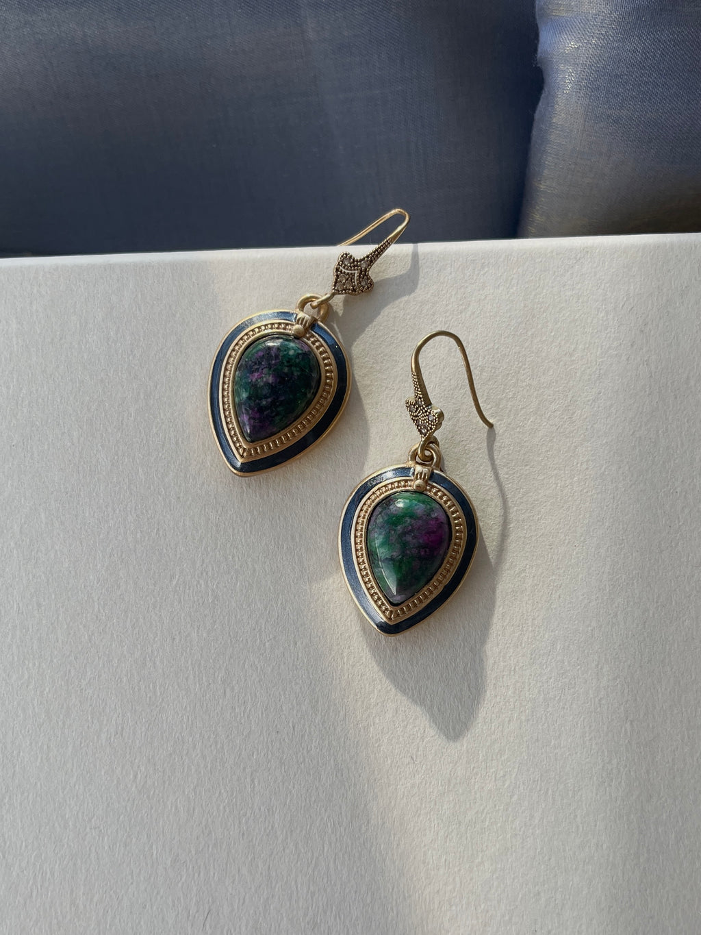 Teardrop Stone Hook Earrings