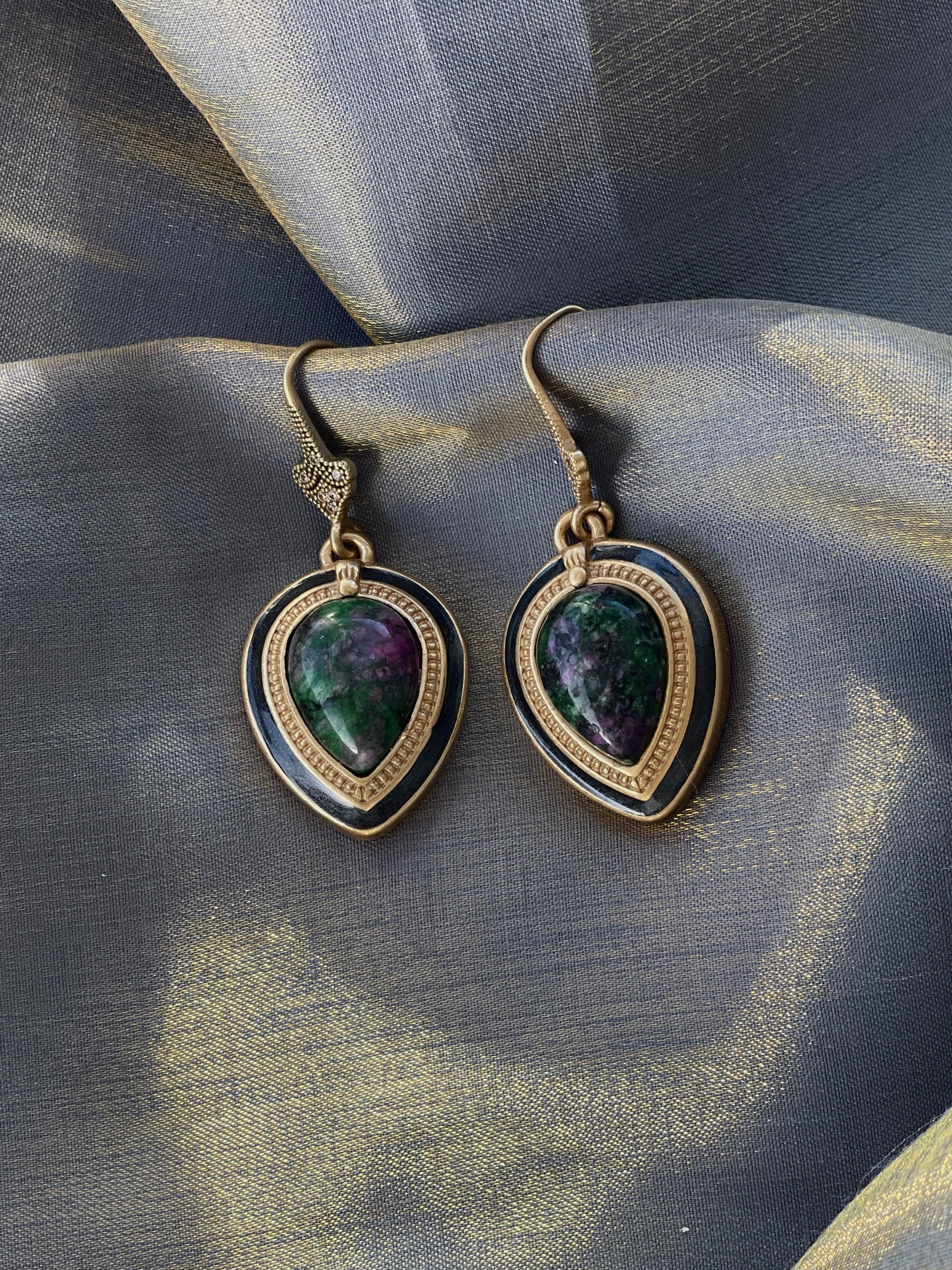 Teardrop Stone Hook Earrings