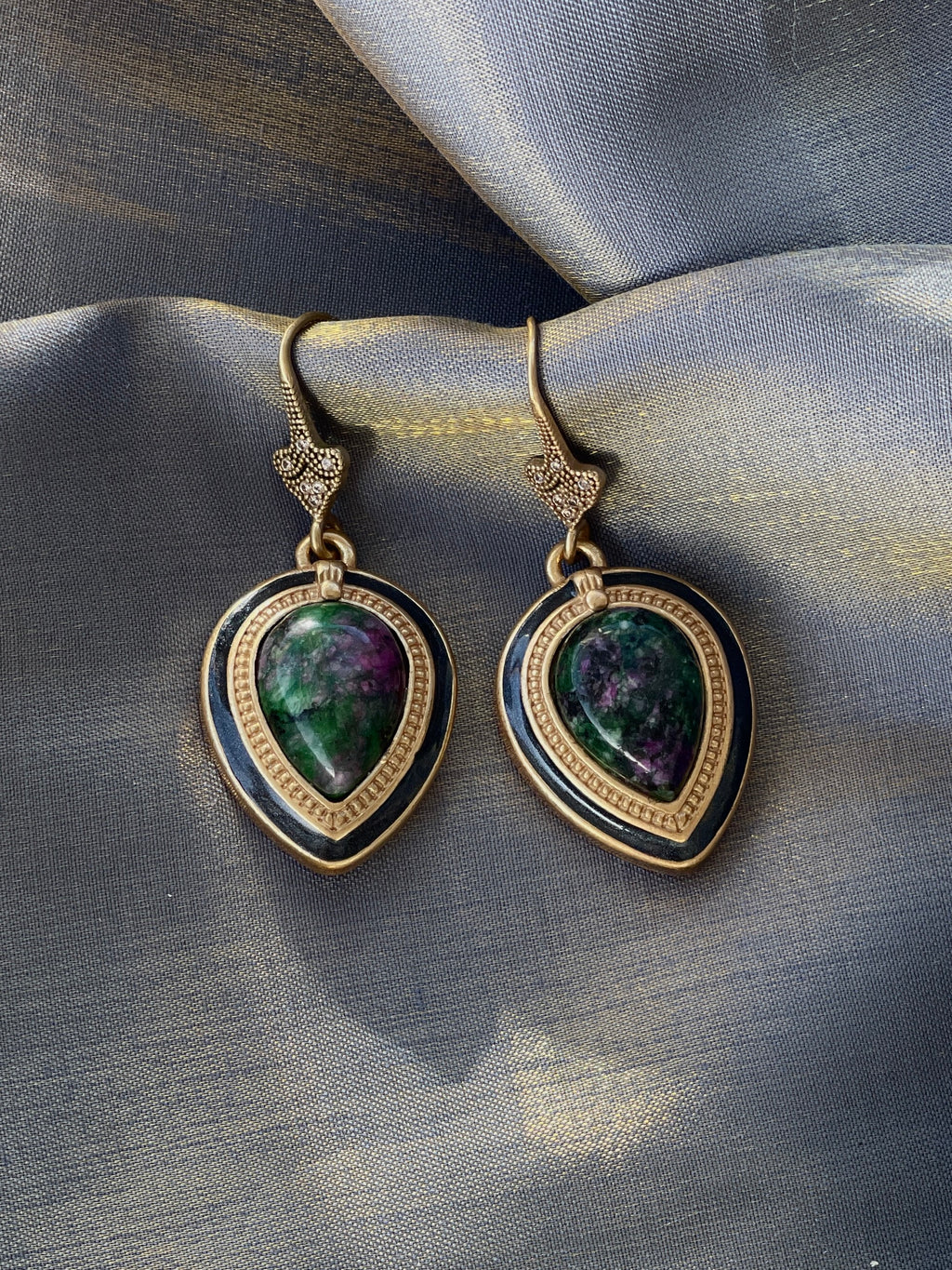 Teardrop Stone Hook Earrings