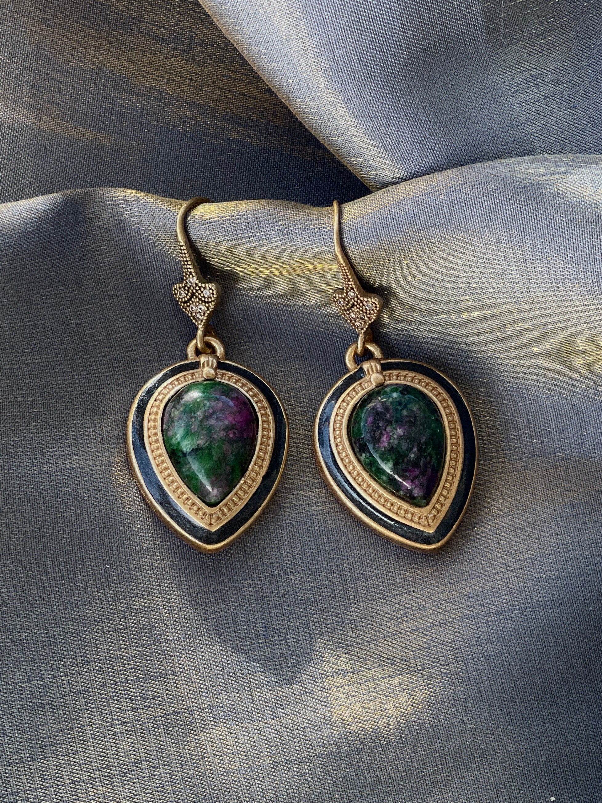 Teardrop Stone Hook Earrings