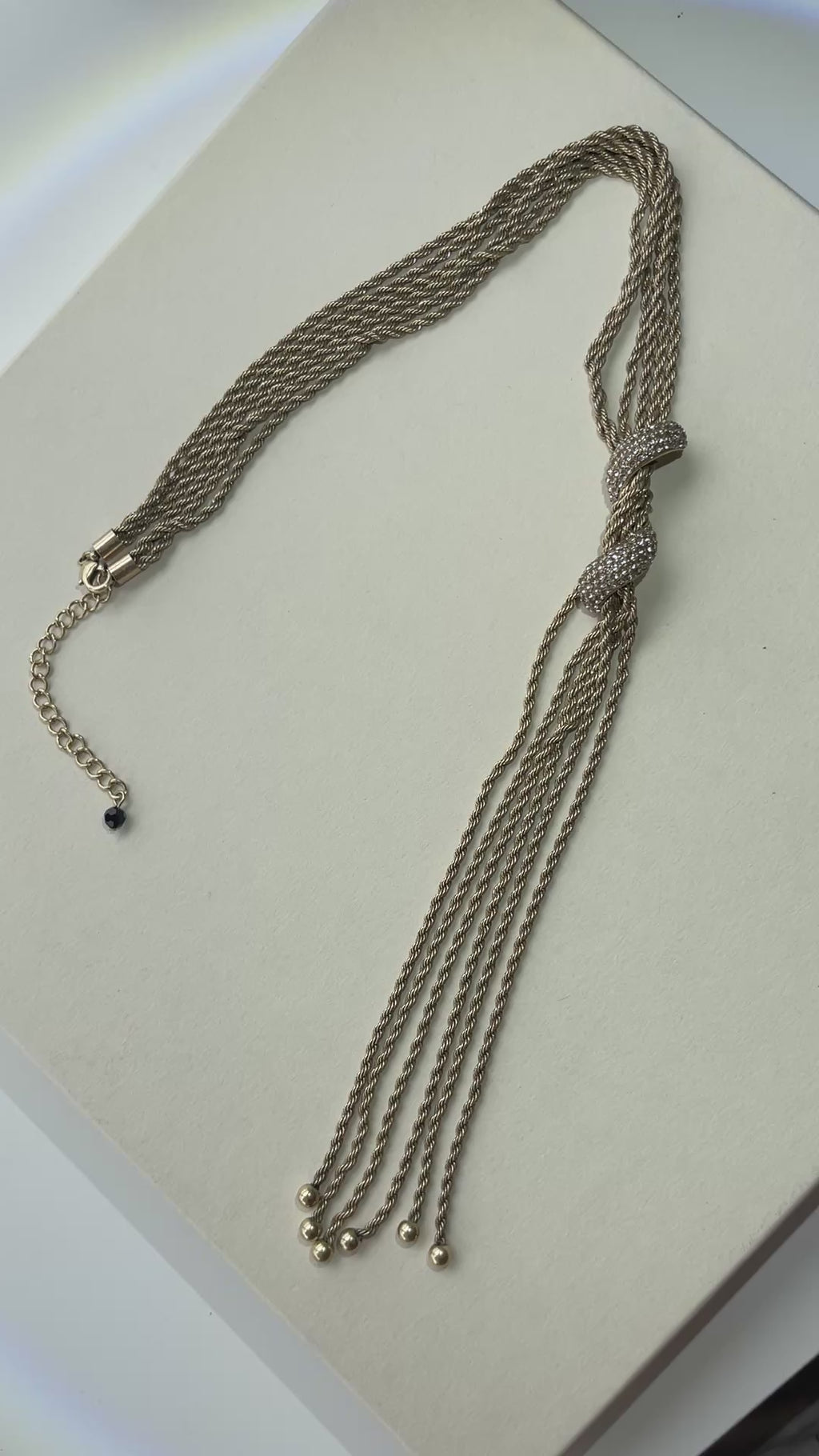 Ceroundmi London crystal knot multi-strand tassel necklace styling video