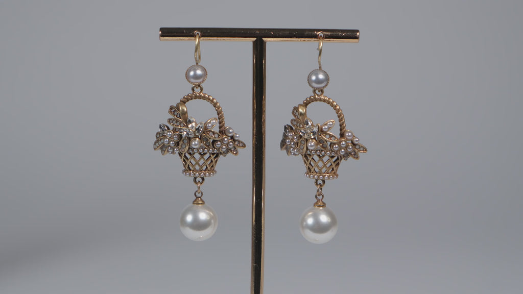 Pearl Basket Drop Earrings