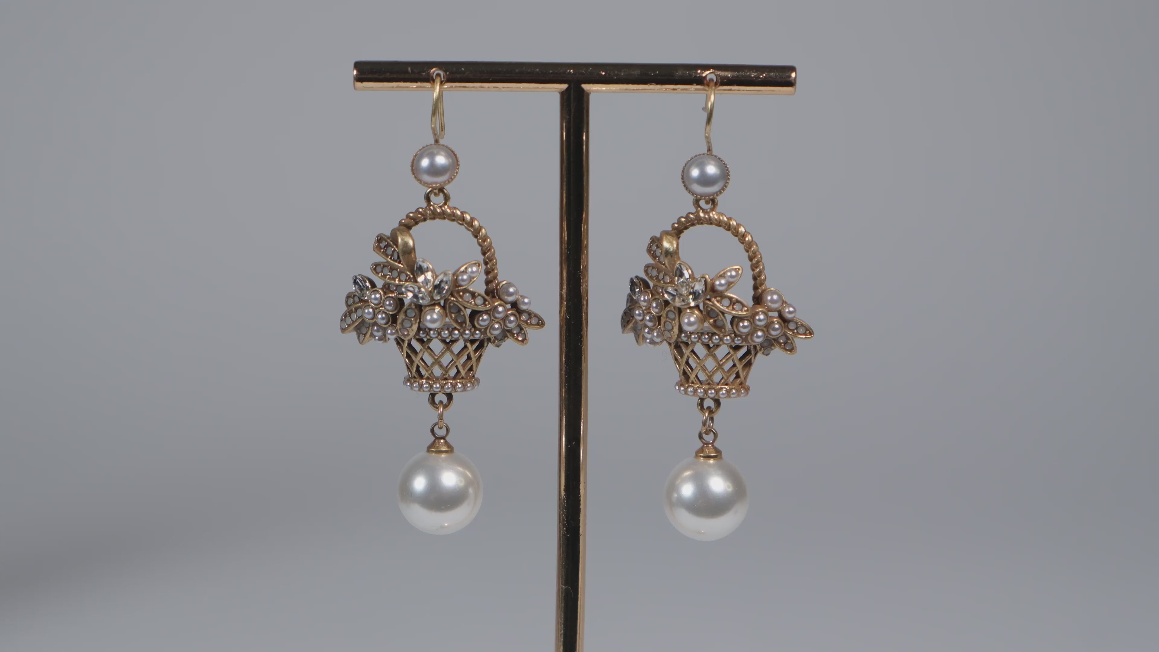 Pearl Basket Drop Earrings
