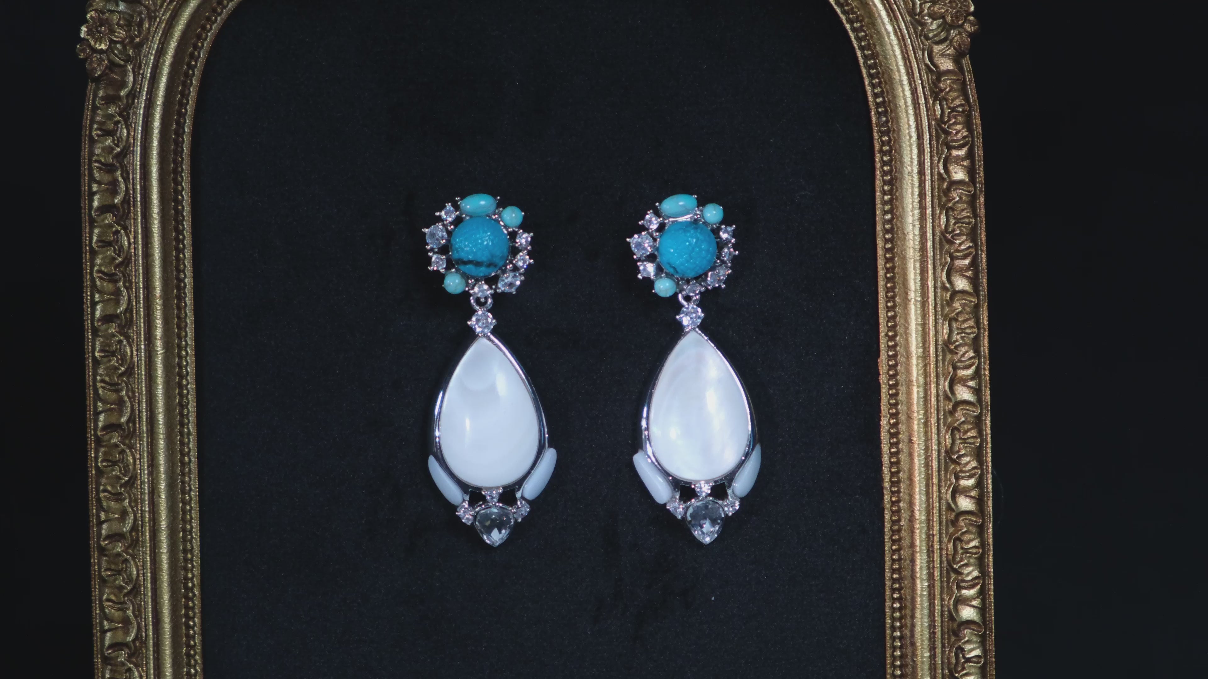 Blue Resin and Mother-of-Pearl Drop Earrings