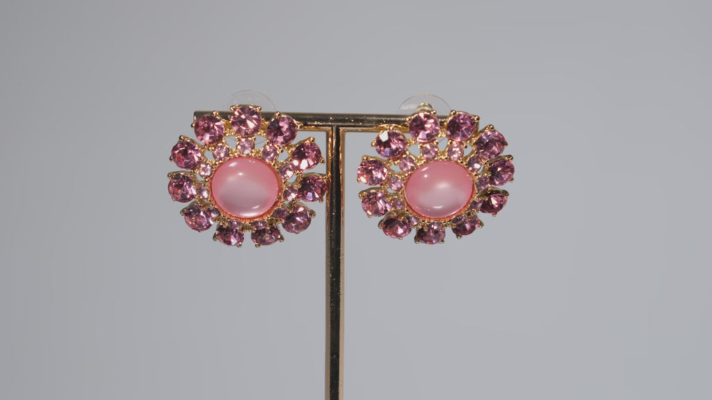 Vintage-Inspired Pink Cluster Earrings