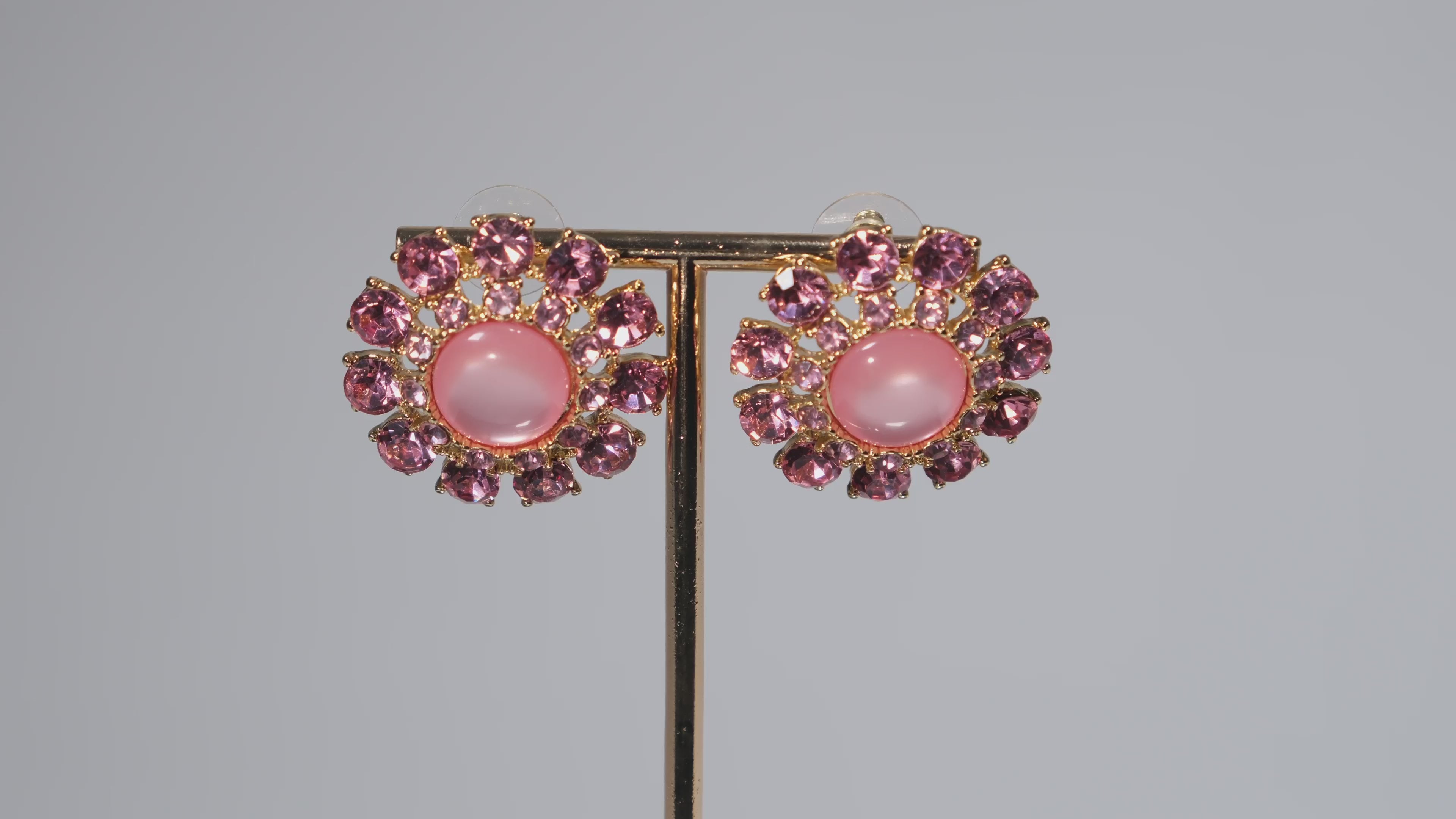 Vintage-Inspired Pink Cluster Earrings